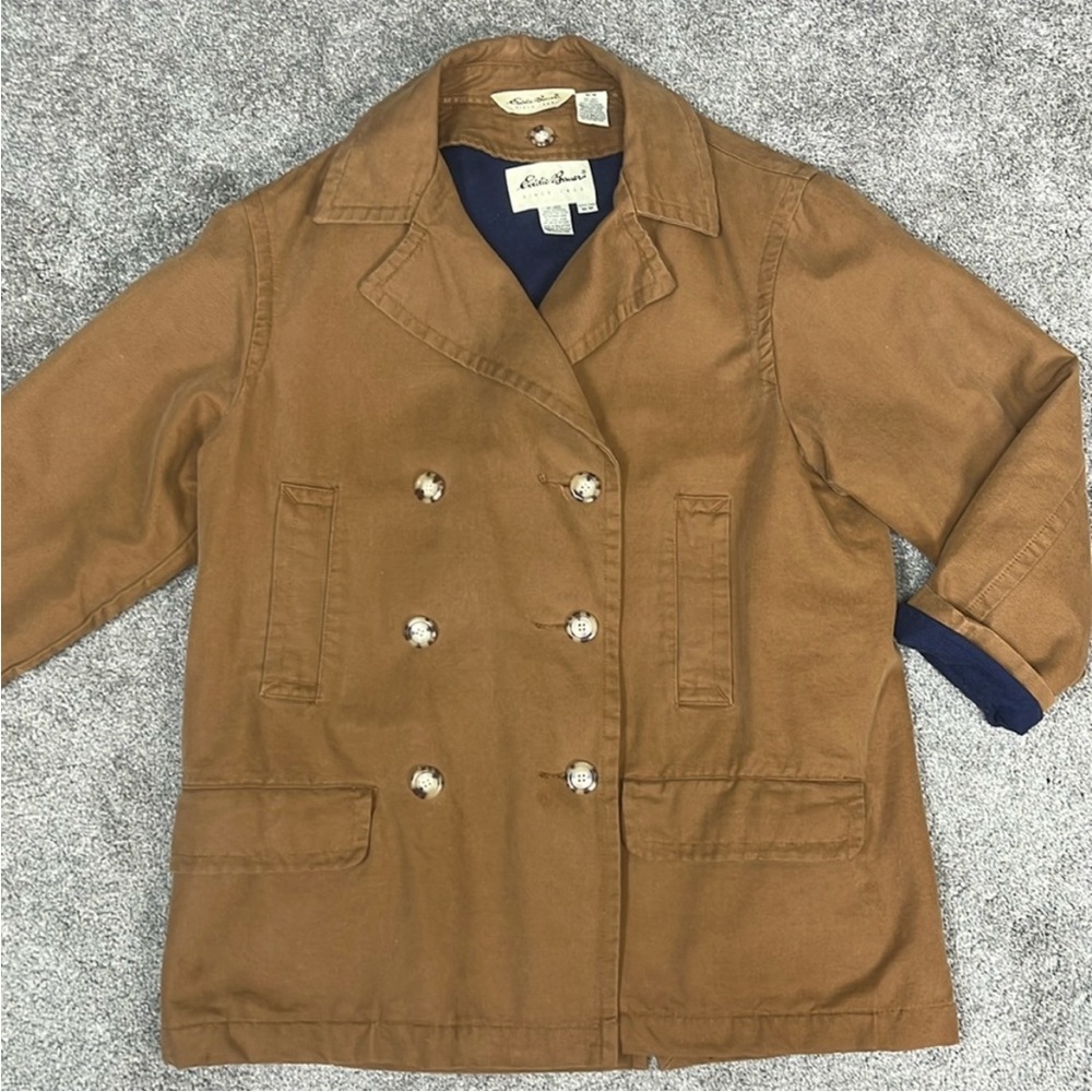 Eddie Bauer Vintage Canvas Barn Coat with Flannel Button Out Liner Medium